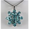 Image 1 : 30.35CTW Flower Blue Zircon Cluster Silver Pendant