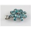 Image 2 : 30.35CTW Flower Blue Zircon Cluster Silver Pendant