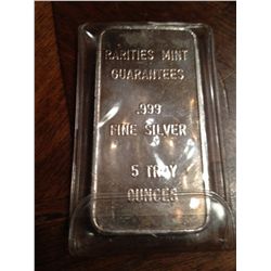 5 TROY OUNCES .999 PURE SILVER BAR