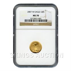 Certified $5 American Gold Eagle 2007-W MS70 NGC