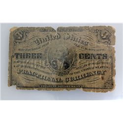 1863 3 CENTS Fractional US Currency Rare