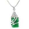 Image 1 : Natural Jade Set Sterling Silver Cubic Zircon Diamonds