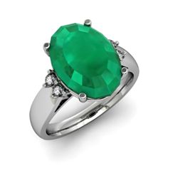 Emerald 7.50 ctw& Diamond Ring 14kt White Gold