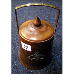 An Arts and Crafts treen pot and lid....