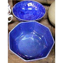 A Crown Ducal blue lustre bowl and one other....