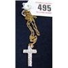 Image 1 : A Gold chain with cross pendant set Diamonds....