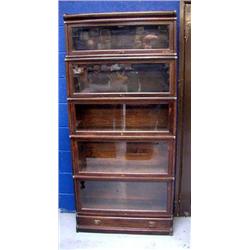 An Oak, Globe Wernicke bookcase of five glaze...