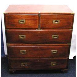 A Victorian two piece Military chest of drawe...