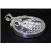 Image 2 : 36.00ctw Purple Jade & Dragon Silver Round Pendant