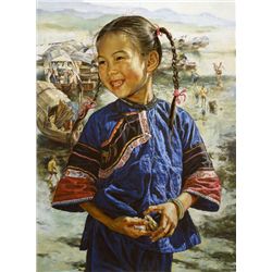 Wai Ming, Happy Fish Girl, Lithograph