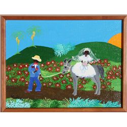 Maelo, Groom leading Bride on Mule, Acrylic Painting