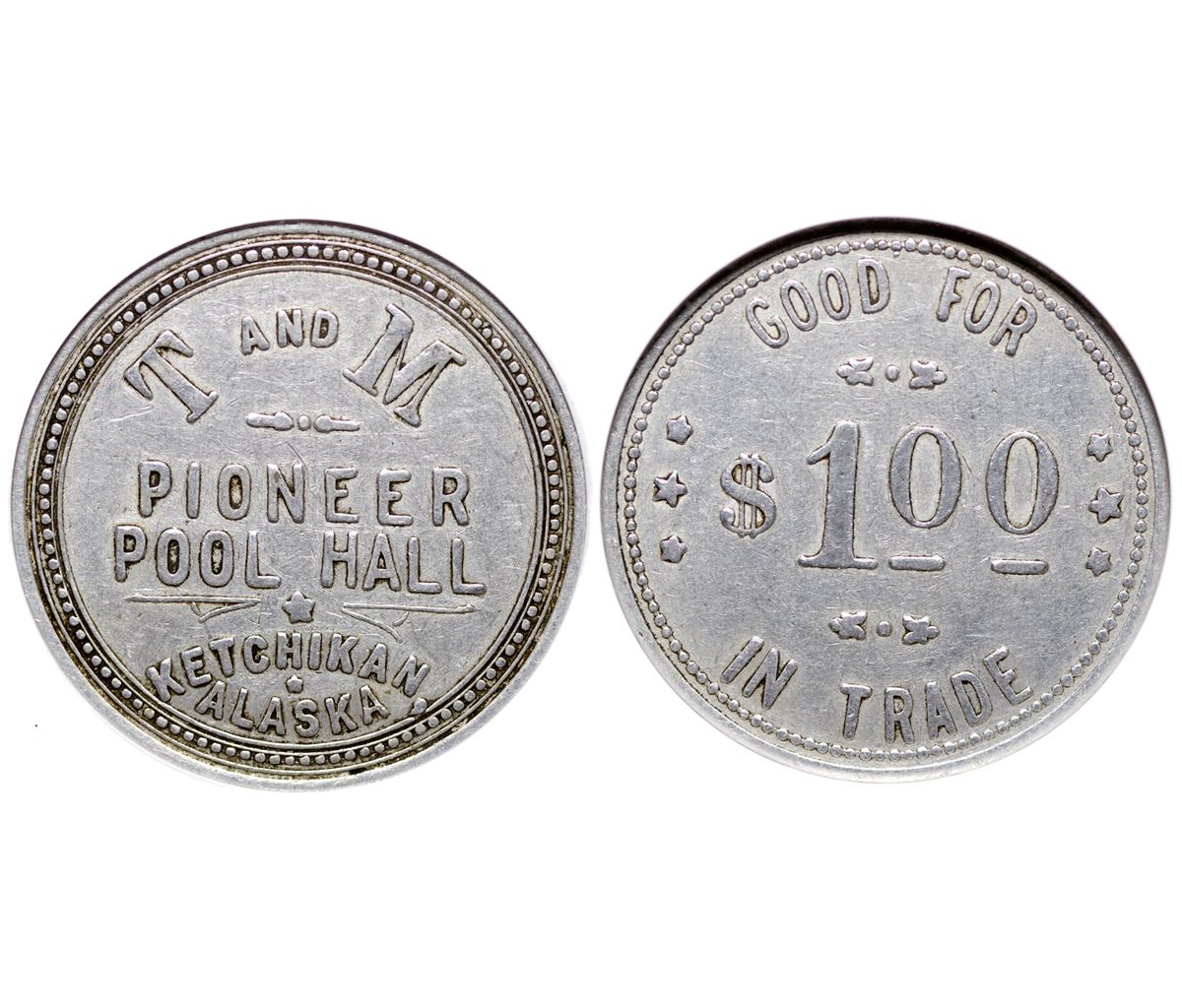 Pioneer Pool Hall T & M Token AK - Ketchikan,c1928 - Tokens
