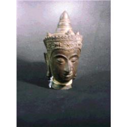 Old and well-detailed, Thai bronze head of a