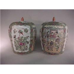 Pair of Chinese, "Rose Medallion" pattern ena