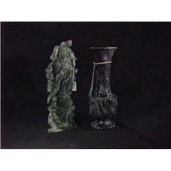 Two Chinese carvings: translucent green bowen