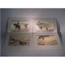 Group of four, older Japanese woodblock print