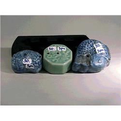 Group of three, Korean Yi-style glazed porcel