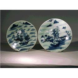 Two Chinese, 18th Century celadon ground, blu