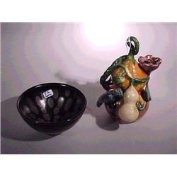 Chinese, Sung-style spotted glazed tea bowl;