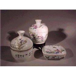 Group of three, antique Chinese Famille Rose