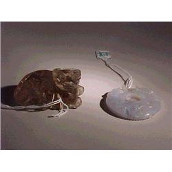 Two small, Chinese carvings: rutilated quartz