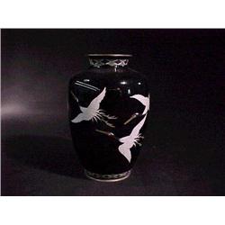 Old, Japanese cloisonné enamel vase of ovoid