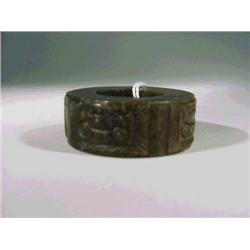 Antique Chinese, carved mottled greenish-brow