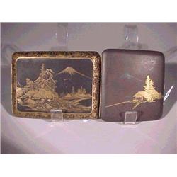 Two old, Japanese gold damascene inlaid cigar