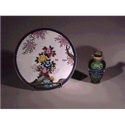 Two Japanese, cloisonné enamel objects: a sma