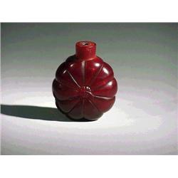 Unusual and old, Chinese moulded deep ruby-re