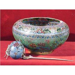 Two pieces of transparent cloisonné enamel (p