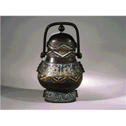 Unusual and antique, Chinese champleve enamel