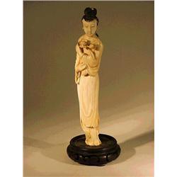 Well-carved and old, Chinese ivory figure of