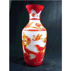 Chinese, carved red and yellow double overlay