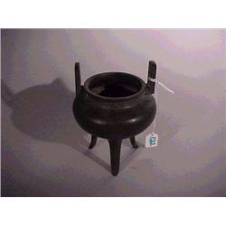 Antique Japanese, bronze tripod censer of ele