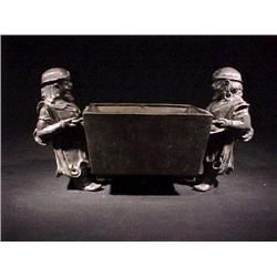Antique Chinese, bronze vessel with figural h
