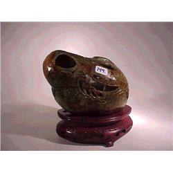 Unusual, Chinese carved greenish jadeite boul
