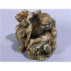 Unusual and old, composition netsuke in 18th