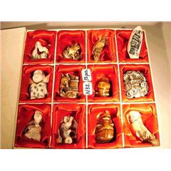 Group of nine, carved ivory figural and anima
