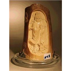 Finely carved, fossil ivory group with Goddes