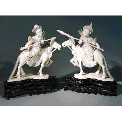 Pair of superbly carved and antique, Chinese