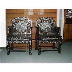 Pair of antique and very elaborately mother-o