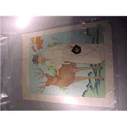 Good, old woodblock print by Paul Jacoulet, "