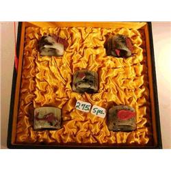 Set of five, well-carved and antique, Chinese