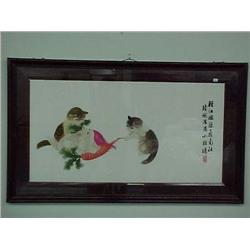 Very finely embroidered, older Chinese silk p