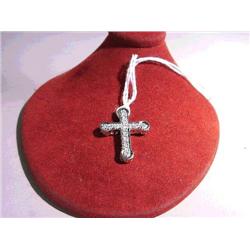 Good, 18K white gold cross pendant, set with
