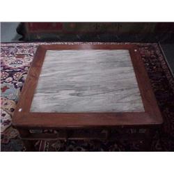 Old, Chinese elmwood square table with inset