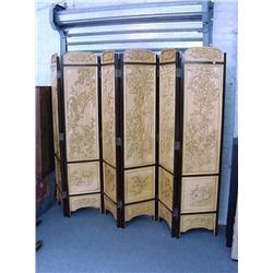 Old, Chinese six-panel lacquered and camphor-