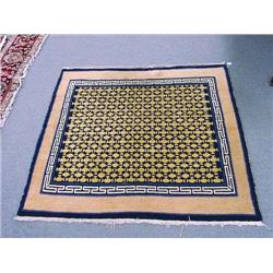 Unusual, square Sino-Tibetan wool rug with el