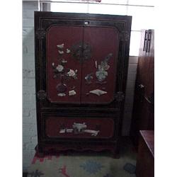Older, Chinese red and black lacquered wood c